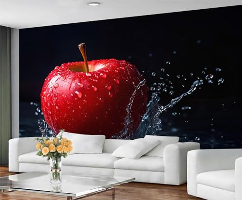 GIVLWF Tapete – Obst-Heimdekoration und Wandbild, selbstklebende Tapete für Wohnzimmer, rote Früchte, Schlafzimmer, Wandbild, abziehen und aufkleben, rot und schwarz von GIVLWF
