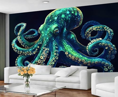 GIVLWF Tapete – Octopus Home Decor & Wandbild, selbstklebende Tapete für Wohnzimmer, Meerestier-Wandbild, Tentakelgrün, Schlafzimmer, abziehen und aufkleben GIVLWF Tapete – Octopus Home Decor & Wandbild, selbstklebende Tapete für Wohnzimmer, Meerestier-Wandbild, Tentakelgrün, Schlafzimmer, abziehen und aufkleben von GIVLWF