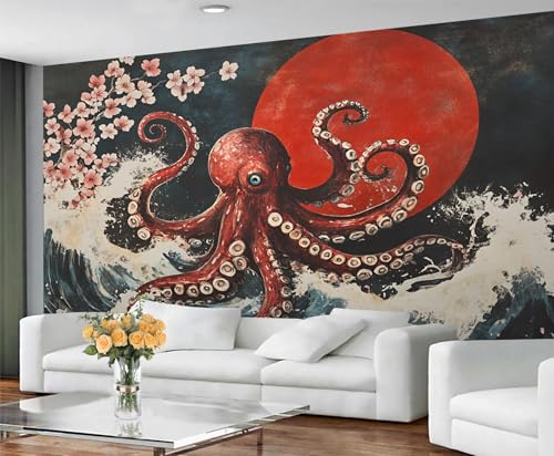 GIVLWF Tapete – Oktopus-Heimdekoration & Wandbild, selbstklebende Tapete für Wohnzimmer, japanischer Ozean, Ukiyo-E Schlafzimmer Tapete, abziehen und aufkleben GIVLWF Tapete – Oktopus-Heimdekoration & Wandbild, selbstklebende Tapete für Wohnzimmer, japanischer Ozean, Ukiyo-E Schlafzimmer Tapete, abziehen und aufkleben von GIVLWF