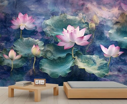GIVLWF Tapete – Orientalische Lotus-Heimdekoration und großes Wandbild, traditionelle Blumen-Tapete für Wohnzimmer, Schlafzimmer, nicht selbstklebende Wandbild, asiatisches Blumenmuster GIVLWF Tapete – Orientalische Lotus-Heimdekoration und großes Wandbild, traditionelle Blumen-Tapete für Wohnzimmer, Schlafzimmer, nicht selbstklebende Wandbild, asiatisches Blumenmuster von GIVLWF