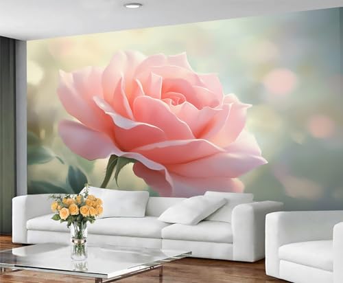 GIVLWF Tapete – Rosa Blumen Home Decor & Wandbild Romantische Rose Schlafzimmer Tapete, Frühlingsblumen-Tapete für Wohnzimmer, großes Wandbild (nicht selbstklebend) von GIVLWF