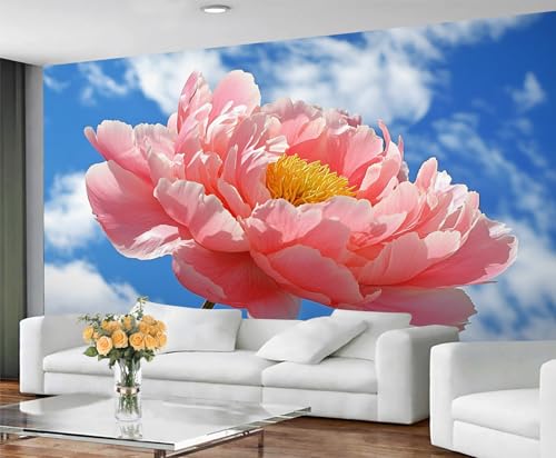 GIVLWF Tapete – Rosa Wohnkultur & Wandbild, Blühende Blumen, Schlafzimmertapete, Tapeten für Wohnzimmer, große Wandbild, nicht selbstklebend, Himmelsblumen, Rosa von GIVLWF