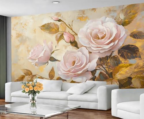 GIVLWF Tapete – Rose Home Decor & Wandbild, selbstklebende Tapete für Wohnzimmer, rustikale Blumen, Schlafzimmer, Wandbild, abziehen und aufkleben, rosa Rosendekor von GIVLWF