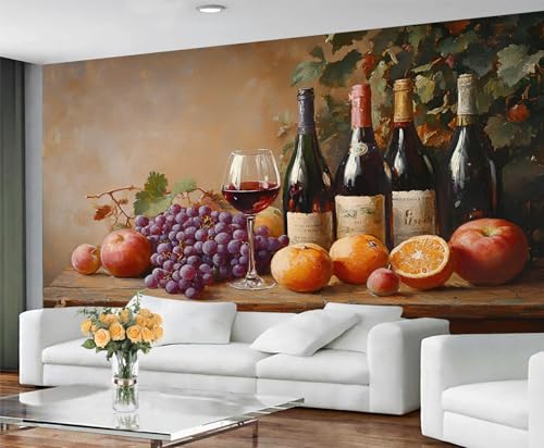 GIVLWF Tapete – Rustikale Küche Heimdekoration & großes Wandbild, Obst & Rotwein Tapete für Wohnzimmer, Schlafzimmer, Wandbild, Wandbild, nicht selbstklebend, Landhaus GIVLWF Tapete – Rustikale Küche Heimdekoration & großes Wandbild, Obst & Rotwein Tapete für Wohnzimmer, Schlafzimmer, Wandbild, Wandbild, nicht selbstklebend, Landhaus von GIVLWF