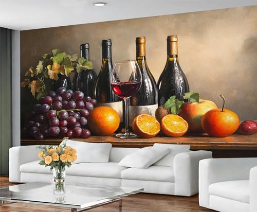 GIVLWF Tapete – Rustikale Wohnkultur & großes Wandbild, Landhausküchentapete für Wohnzimmer, Schlafzimmer, Wandbild, Wandbild, nicht selbstklebend, Rotwein & Obst GIVLWF Tapete – Rustikale Wohnkultur & großes Wandbild, Landhausküchentapete für Wohnzimmer, Schlafzimmer, Wandbild, Wandbild, nicht selbstklebend, Rotwein & Obst von GIVLWF