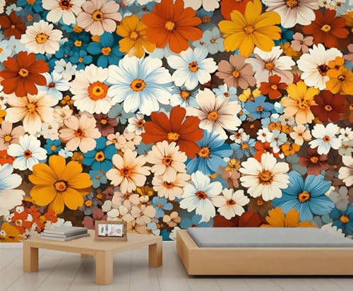 GIVLWF Tapete – Rustikale florale Heimdekoration und großes Wandbild, Boho-Blumen-Tapete für Wohnzimmer, Schlafzimmer, nicht selbstklebende Wandbild, bunter Blumendruck GIVLWF Tapete – Rustikale florale Heimdekoration und großes Wandbild, Boho-Blumen-Tapete für Wohnzimmer, Schlafzimmer, nicht selbstklebende Wandbild, bunter Blumendruck von GIVLWF