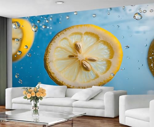 GIVLWF Tapete - Sommer Home Decor & Mural, Zitrone Schlafzimmer Tapete, Tapeten für Wohnzimmer, große Wandbild, nicht selbstklebend, Motiv Obst von GIVLWF