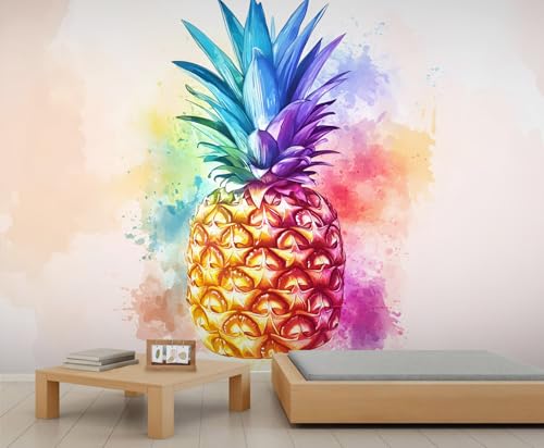GIVLWF Tapete – Sommerananas-Heimdekoration und großes Wandbild, bunte Obst-Tapete für Wohnzimmer, Schlafzimmer, nicht selbstklebende Wandbild, Graffiti-Ananas GIVLWF Tapete – Sommerananas-Heimdekoration und großes Wandbild, bunte Obst-Tapete für Wohnzimmer, Schlafzimmer, nicht selbstklebende Wandbild, Graffiti-Ananas von GIVLWF