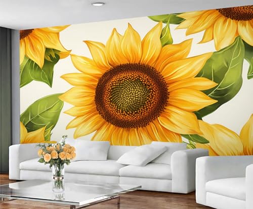 GIVLWF Tapete - Sonnenblume Wohnkultur & Wandbild Rustikale Blumen Schlafzimmer Tapeten Tapeten für Wohnzimmer Großes Wandbild - Nicht Selbstklebend Gelbe Blumen von GIVLWF
