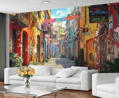 GIVLWF Tapete - Street Art Home Decor & Mural, Graffiti Schlafzimmer Tapete, Tapeten für Wohnzimmer, großes Wandbild - nicht selbstklebend, Straßenszene GIVLWF Tapete - Street Art Home Decor & Mural, Graffiti Schlafzimmer Tapete, Tapeten für Wohnzimmer, großes Wandbild - nicht selbstklebend, Straßenszene von GIVLWF
