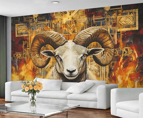 GIVLWF Tapete - Tier-Wohnkultur & Wandbild, Fantasie-Schaf Schlafzimmer Tapete, Tapeten für Wohnzimmer, großes Wandbild, nicht selbstklebend, mystische Tiere von GIVLWF