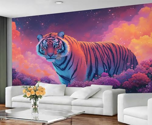 GIVLWF Tapete – Tiger Home Decor & Wandbild, selbstklebende Tapete für Wohnzimmer, floraler Tiger, Schlafzimmer, Wandbild, Abziehen und Aufkleben, romantisches rosa Dekor GIVLWF Tapete – Tiger Home Decor & Wandbild, selbstklebende Tapete für Wohnzimmer, floraler Tiger, Schlafzimmer, Wandbild, Abziehen und Aufkleben, romantisches rosa Dekor von GIVLWF