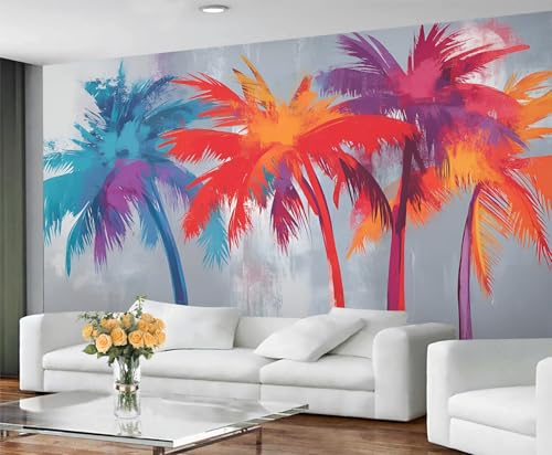 GIVLWF Tapete – Tropische Bäume, Heimdekoration und großes Wandbild, bunte Bäume, Tapete für Wohnzimmer, Schlafzimmer, Wandbild, nicht selbstklebend, Graffiti-Grau GIVLWF Tapete – Tropische Bäume, Heimdekoration und großes Wandbild, bunte Bäume, Tapete für Wohnzimmer, Schlafzimmer, Wandbild, nicht selbstklebend, Graffiti-Grau von GIVLWF