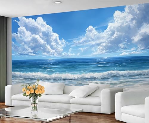GIVLWF Tapete – Tropischer Strand, Heimdekoration & Wandbild, Ozeanlandschaft, Schlafzimmertapete, Natur-Sommer-Wandtapete für Wohnzimmer, großes Wandbild (nicht selbstklebend) von GIVLWF