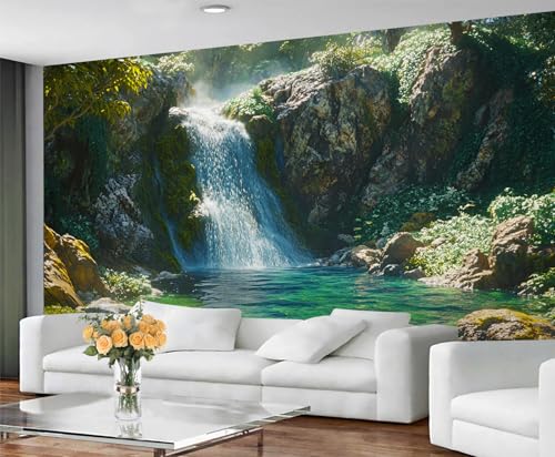 GIVLWF Tapete - Wasserfall Wohnkultur & Wandbild, Natur Wasserfall Schlafzimmer Tapete, Tapeten für Wohnzimmer, große Wandbild, nicht selbstklebend, Waldlandschaft von GIVLWF