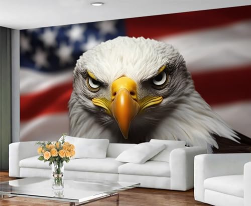GIVLWF Tapete - Weißkopfseeadler Home Decor & Wandbild Amerikanischer Adler Schlafzimmer Tapete Tapete für Wohnzimmer Großes Wandbild - Nicht Selbstklebend Patriotisches Thema von GIVLWF