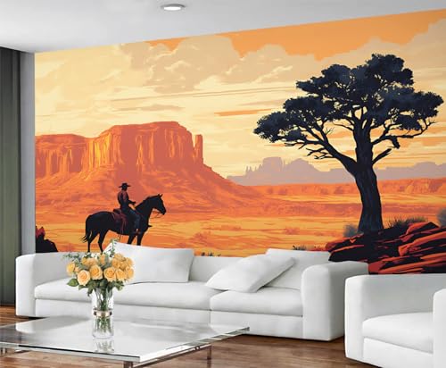 GIVLWF Tapete - Western Home Decor & Mural, Natur Landschaft Schlafzimmer Tapete, Tapeten für Wohnzimmer, große Wandbild, nicht selbstklebend, westliche Landschaft von GIVLWF