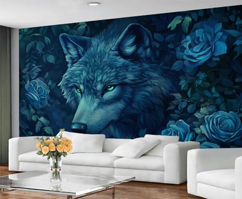 GIVLWF Tapete – Wolf Home Decor & Wandbild, selbstklebende Tapete für Wohnzimmer, blaue Rose, Gotische Tiere, Schlafzimmer, Wandpapier, abziehen und aufkleben GIVLWF Tapete – Wolf Home Decor & Wandbild, selbstklebende Tapete für Wohnzimmer, blaue Rose, Gotische Tiere, Schlafzimmer, Wandpapier, abziehen und aufkleben von GIVLWF