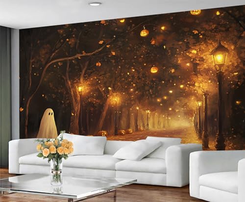 GIVLWF Tapete & Halloween-Dekor, Londoner Schlafzimmertapete, goldene Landschaft, Tapeten für Wohnzimmer, nicht selbstklebend, geheimnisvolle Wohnkultur & Wandbild von GIVLWF