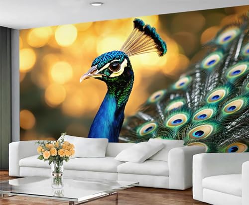 GIVLWF Tapeten-Wandbild Pfau – elegantes Pfau Wandbild & Heimdekoration, Schlafzimmertapete, Tapete für Wohnzimmer, nicht selbstklebend, orientalisch von GIVLWF