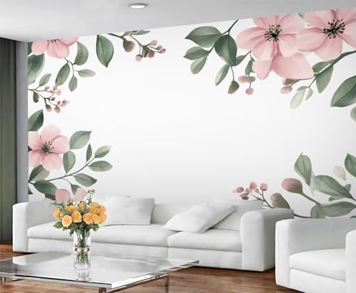 GIVLWF Tapeten-Wandbild mit grünen Blättern und Heimdekoration, Schlafzimmertapete, Wandtapete für Wohnzimmer, nicht selbstklebend, Pastell-Blumen GIVLWF Tapeten-Wandbild mit grünen Blättern und Heimdekoration, Schlafzimmertapete, Wandtapete für Wohnzimmer, nicht selbstklebend, Pastell-Blumen von GIVLWF