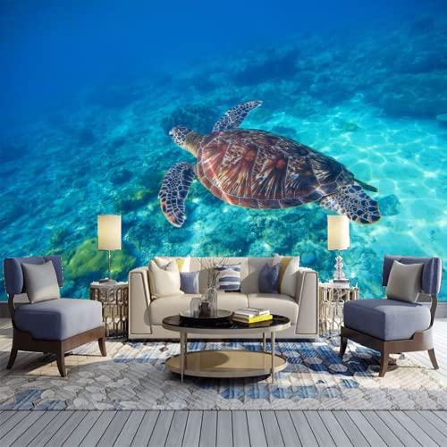 GIVLWF Tropische Wilde Grüne Schildkröte Tapeten, Lebhafte Szene Am Exotischen Meer Vlies Tapete, Wandbild Dekoration - für Zuhause Wohnzimmer die Mauer 150 x 105 cm von GIVLWF