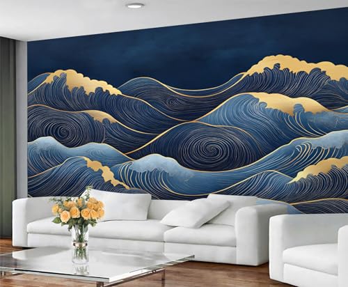 GIVLWF Ukiyo-E Wandtapete, japanische Wohnkultur und Wandbild, selbstklebende Tapete für Wohnzimmer, Wellen für Schlafzimmer, Wandbild, Abziehen und Aufkleben, abstraktes blaues Dekor GIVLWF Ukiyo-E Wandtapete, japanische Wohnkultur und Wandbild, selbstklebende Tapete für Wohnzimmer, Wellen für Schlafzimmer, Wandbild, Abziehen und Aufkleben, abstraktes blaues Dekor von GIVLWF