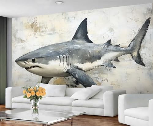 GIVLWF Wallpaper - Hai Home Decor & Mural, Ocean Shark Schlafzimmer Tapete, Tapeten für Wohnzimmer, große Wandbild, nicht selbstklebend, Meereslebewesen von GIVLWF
