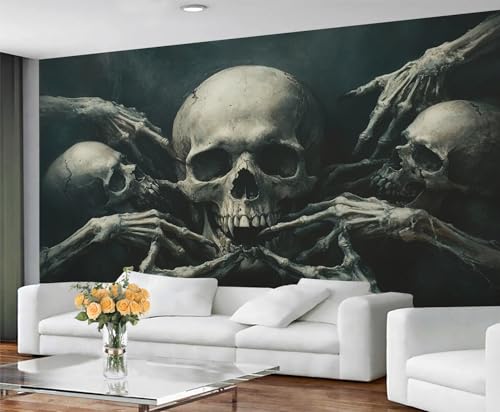 Gotische Tapete und Wandbild, Gothic-Totenkopf-Tapete, abziehen und aufkleben, Schlafzimmertapete, dunkelschwarz, großes Wandbild und Heimdekoration, selbstklebend Gotische Tapete und Wandbild, Gothic-Totenkopf-Tapete, abziehen und aufkleben, Schlafzimmertapete, dunkelschwarz, großes Wandbild und Heimdekoration, selbstklebend von GIVLWF