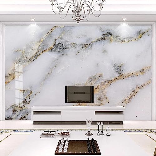 Moderner, Heller, Luxuriöser Weißer Marmor Muralo Fototapete, Goldener Marmor 3D Fototapete, 250 x 175 cm Wandgemälde - für Büro Arbeitszimmer Häuser Wanddeko die Mauer von GIVLWF