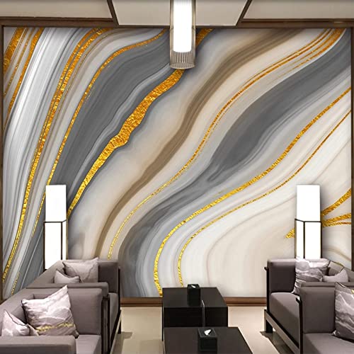 Moderner Abstrakter 3D-Marmor Fototapete, Goldene Inlay-Farbwiedergabe Wandtapete, Wandbild Dekoration - für Zimmer Küchen die Mauer 200 x 140 cm von GIVLWF