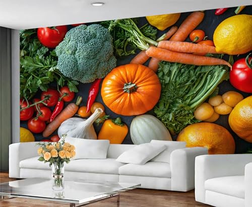 Restaurant-Tapete für Wohnzimmer – Abziehen und Aufkleben, Obst und Gemüse, Schlafzimmer, großes Wandbild und Küche, Heimdekoration, selbstklebend von GIVLWF
