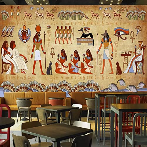 Retro-altes Ägypter Im Europäischen Stil Fototapete, Pharao-Statue Tapete für Wand, Wandbild Dekoration - für Study Zimmer Restaurant Cafe die Mauer 300 x 210 cm von GIVLWF