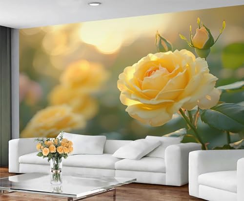 Rosetapete für Wohnzimmer – Abziehen und Aufkleben, romantische Blumen, Schlafzimmer, großes Wandbild und Frühlingsblumen-Heimdekoration, selbstklebend von GIVLWF