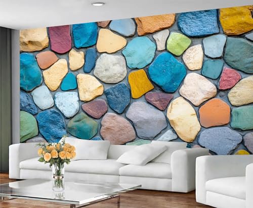 Steintextur-Tapete und Wandbild, bunte Tapete, abziehen und aufkleben, Wandpapier für Wohnzimmer, geometrischer Stein, großes Wandbild und Heimdekoration, selbstklebend Steintextur-Tapete und Wandbild, bunte Tapete, abziehen und aufkleben, Wandpapier für Wohnzimmer, geometrischer Stein, großes Wandbild und Heimdekoration, selbstklebend von GIVLWF