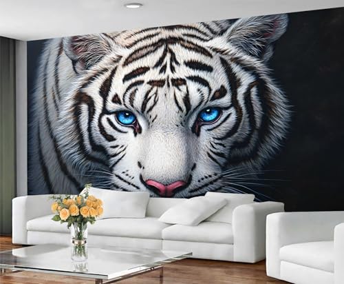 Tiger Print Wallpaper & Wall Mural - White Tiger Wallpaper Peel and Stick Wall Paper for Living Room, Jungle Animals Large Mural & Home Decor, self-adhesive Tiger Print Wallpaper & Wall Mural - White Tiger Wallpaper Peel and Stick Wall Paper for Living Room, Jungle Animals Large Mural & Home Decor, self-adhesive von GIVLWF