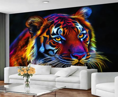 Tiger-Tapete und Wandbild, Fantasie-Tiger-Tapete, abziehen und aufkleben, Tapeten für Wohnzimmer, geheimnisvolles Tier, großes Wandbild und Heimdekoration, selbstklebend Tiger-Tapete und Wandbild, Fantasie-Tiger-Tapete, abziehen und aufkleben, Tapeten für Wohnzimmer, geheimnisvolles Tier, großes Wandbild und Heimdekoration, selbstklebend von GIVLWF