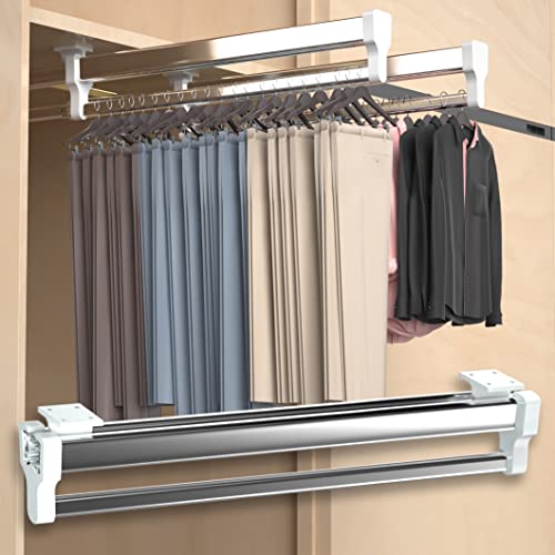GIVROLDZ Ausziehbare Kleiderstange, Verstellbarer Herausziehen Der Kleiderbügel, Hosenbügel Für Schrank, Kleiderbügel-auszug Aus Edelstahl,400 mm/15,75 Zoll von GIVROLDZ