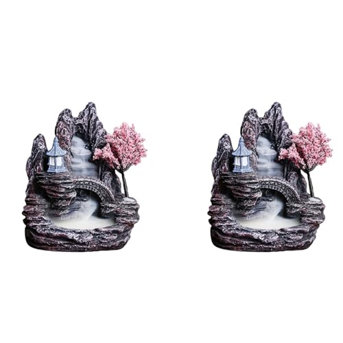 GIWFBQTR 2X High Mountain Flowing Waterfall Backflow Weihrauchbrenner Home Fragrance Diffuser Weihrauchbrenner Dekoration,E von GIWFBQTR