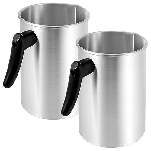 GIWFBQTR 2er-Pack Aluminium-Kerzengießtöpfe, 4 Pfund Wachsschmelztiegel mit Tropffreiem Auslauf und Hitzebeständigem von GIWFBQTR