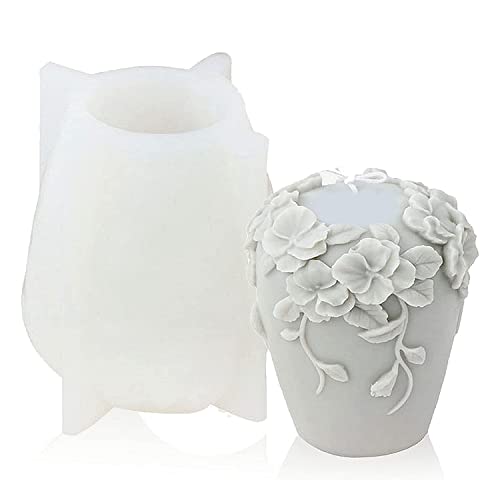 GIWFBQTR Cylinder Candle Molds Silicone, 3D Rattan Flowers Silikonkerzenform für Aromatherapie-Kerze, (A) von GIWFBQTR