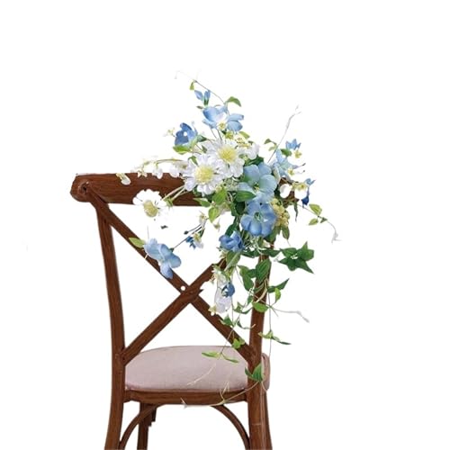 1 Pcs Seide Künstliche Rose for Stuhl Decor Elegante Hochzeit Zurück Blume Outdoor Haar Dekorationen for Bankett(Blue) von GIYXHU