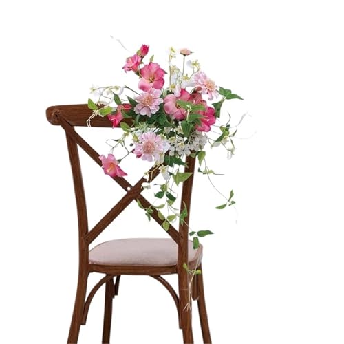 1 Pcs Seide Künstliche Rose for Stuhl Decor Elegante Hochzeit Zurück Blume Outdoor Haar Dekorationen for Bankett(Rose red) von GIYXHU