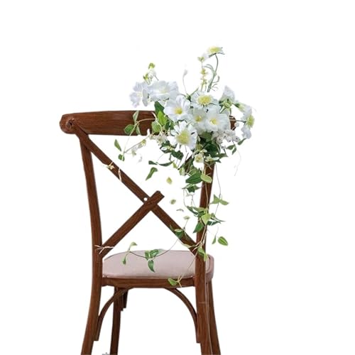1 Pcs Seide Künstliche Rose for Stuhl Decor Elegante Hochzeit Zurück Blume Outdoor Haar Dekorationen for Bankett(White) von GIYXHU