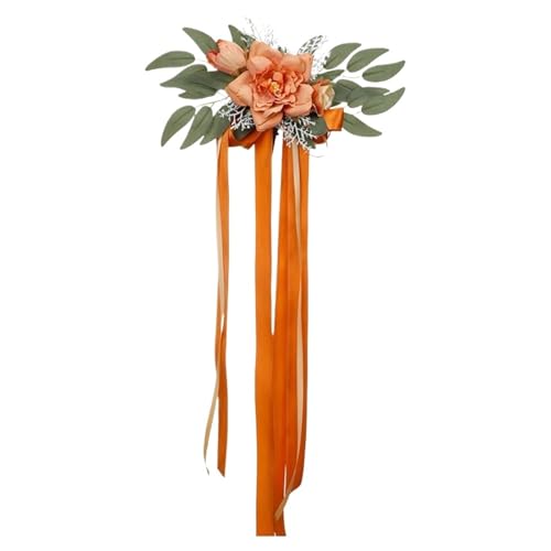 2 PCS Seidenblume for Stuhllehne Elegante Hochzeitsstuhllehne Blumen Künstliche for Stuhldekor(Orange) von GIYXHU