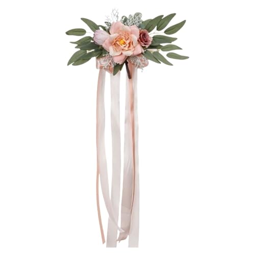 2 PCS Seidenblume for Stuhllehne Elegante Hochzeitsstuhllehne Blumen Künstliche for Stuhldekor(Pink) von GIYXHU