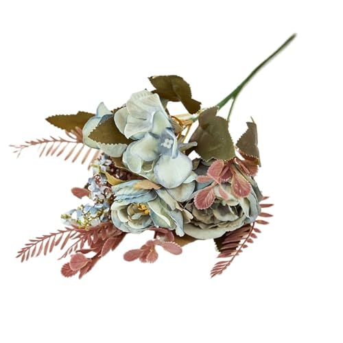 2 Pcs 5 Gegabelten Künstliche Blumen for Hochzeit Stuhl Elegante Zurück Blume Herbst Outdoor(Blue) von GIYXHU