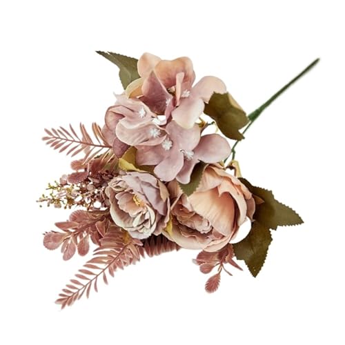 2 Pcs 5 Gegabelten Künstliche Blumen for Hochzeit Stuhl Elegante Zurück Blume Herbst Outdoor(Light pink) von GIYXHU