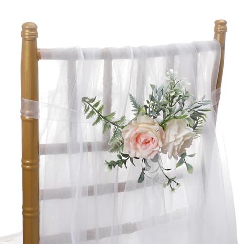 2 Pcs Hochzeit Stuhl Dekoration Elegante Zurück Blume for Rückenlehne Outdoor Seide Künstliche(Pink) von GIYXHU