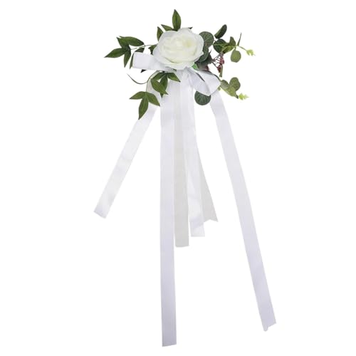 2 Pcs Hochzeit Stuhl Zurück Blume Dekoration Outdoor Simulation(2pcs white) von GIYXHU